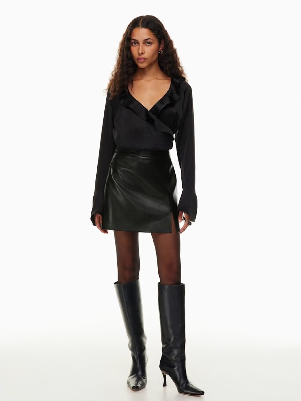 Aritzia Black Faux Leather Mini Skirt